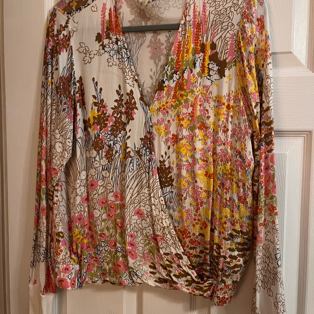 Floral Faux Wrap Women's Top